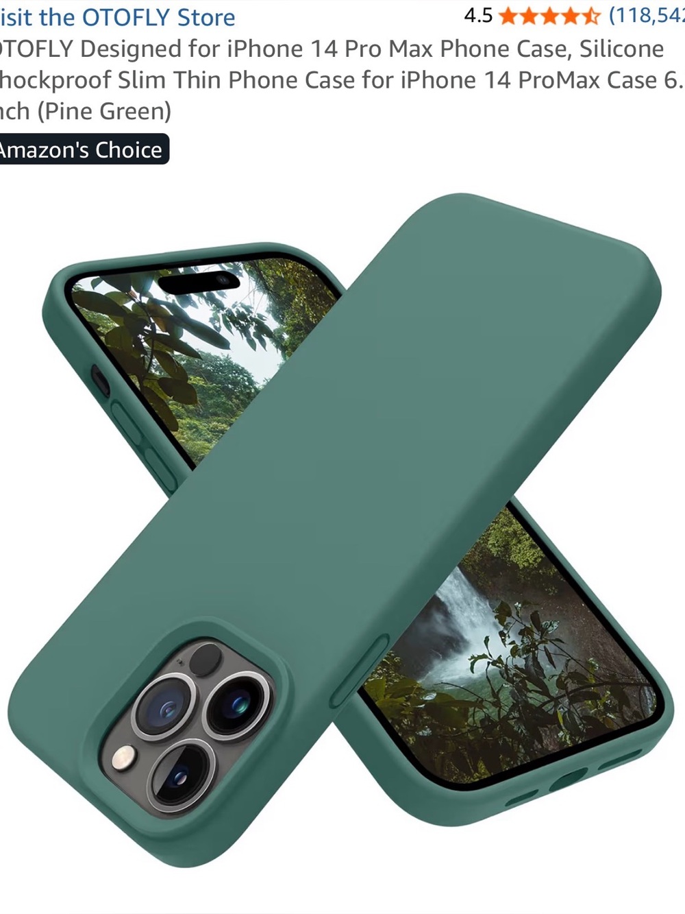 OTTO Pine Green Silicone Phone Case - Slim Protective Cover for IPhone 14 ProMax
